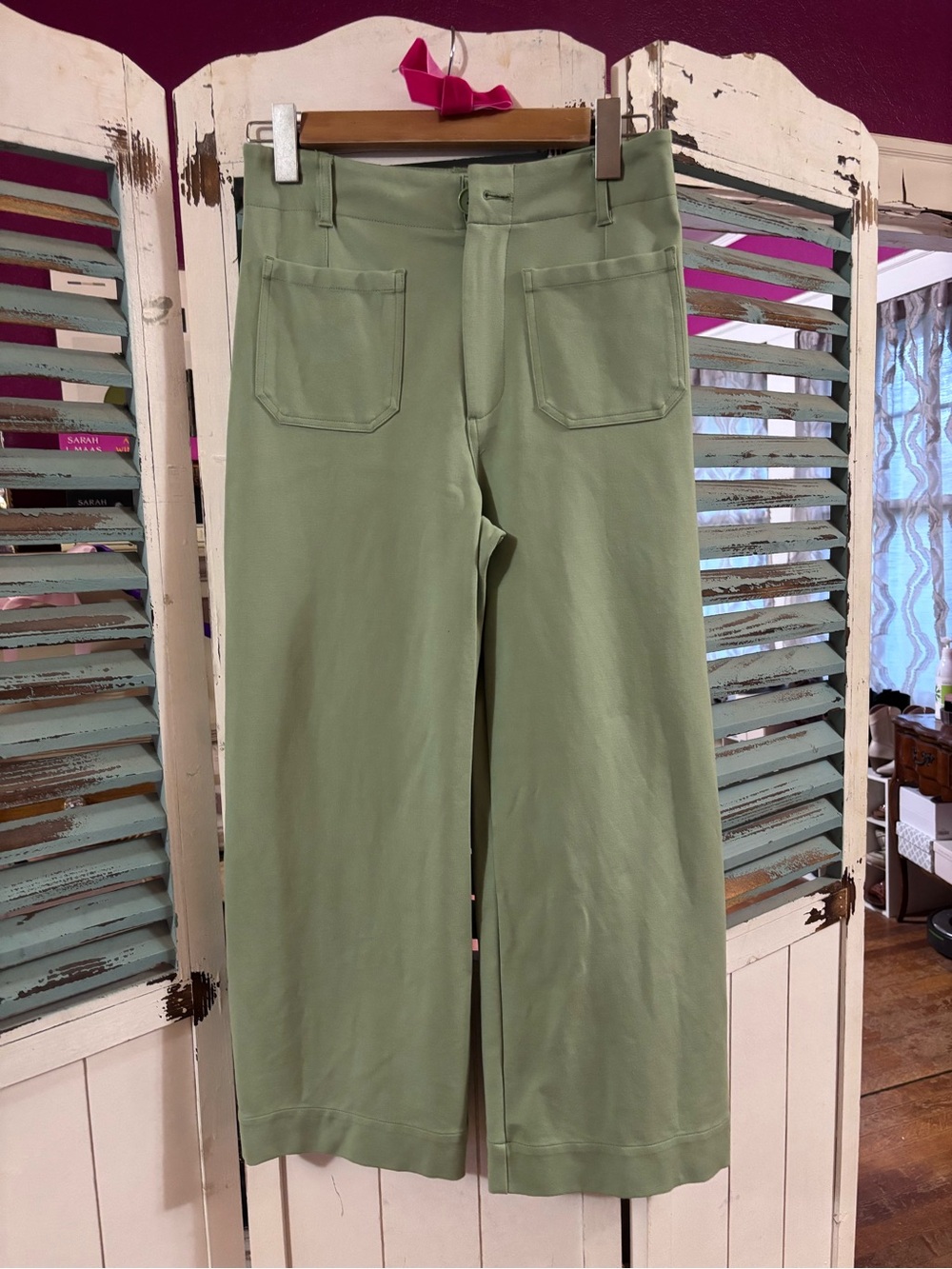 Jones & Co Jones New York Mint Green Stretch Wide-Leg Trousers